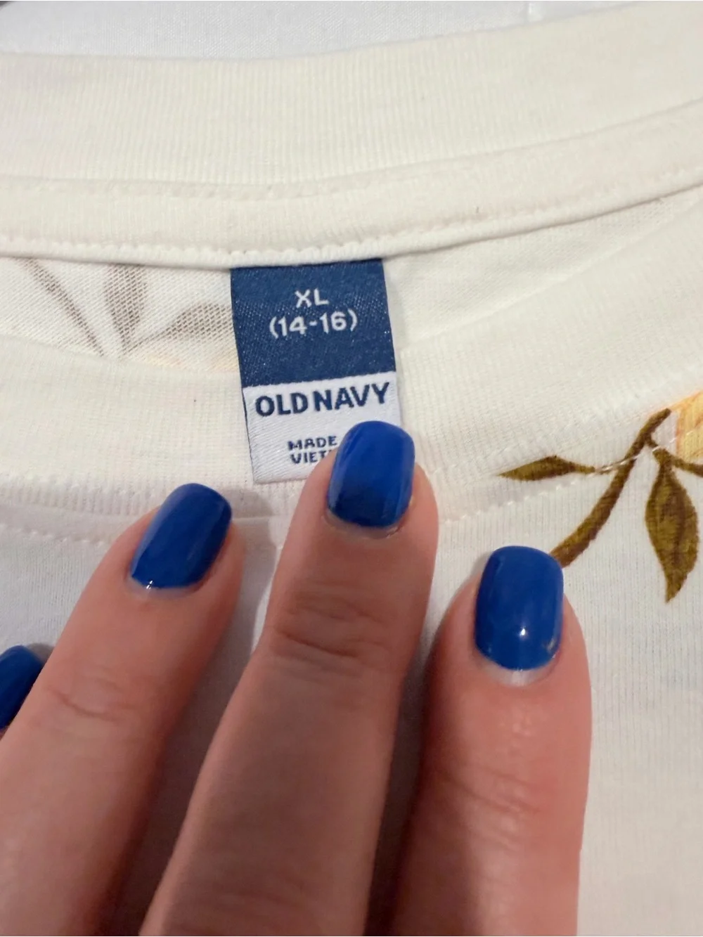 Old Navy Cream Tee with Subtle Floral Accent